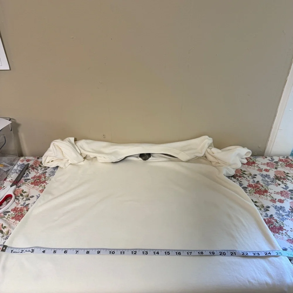 Chico's Womens Basic Cream Top XL Beaded Minimalist Capsule‎ Career Business - Picture 8 of 11